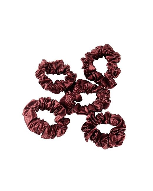 Soft Strokes Silk Red Pure Mulberry Silk Regular Scrunchie Set Of Five