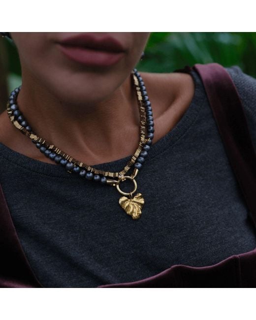 LINYA JEWELLERY Metallic Onos Pearl Heart Necklace