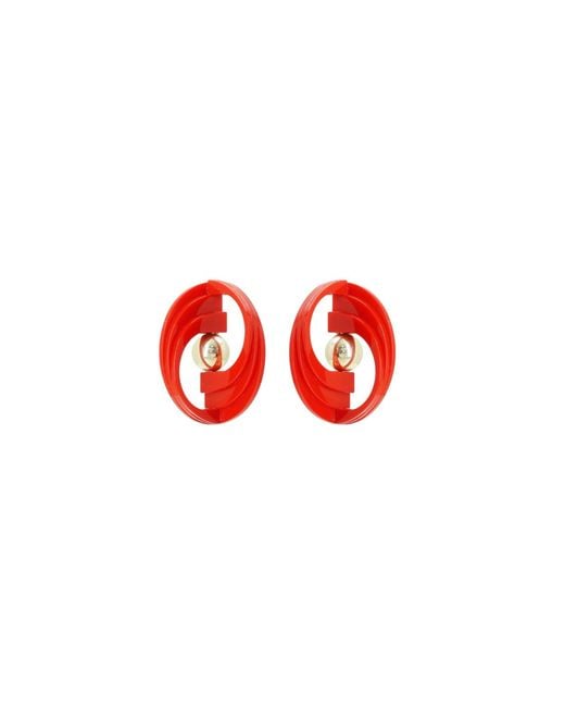 Gissa Bicalho Red Handmade Acrylic Earring Bow
