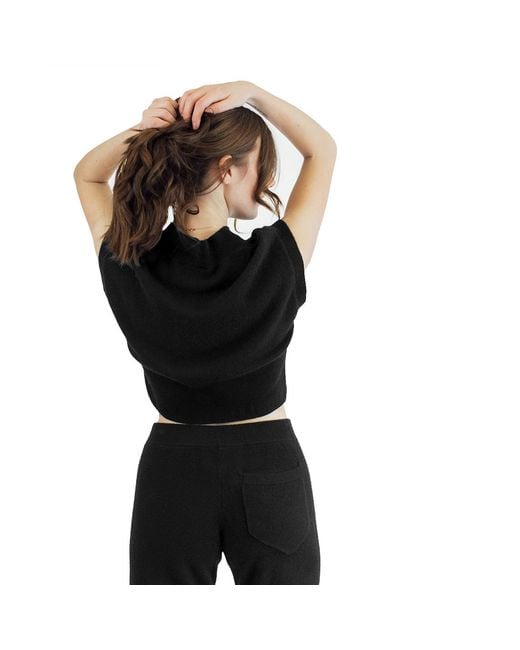 Zenzee Black Cashmere Cropped Sweater Vest