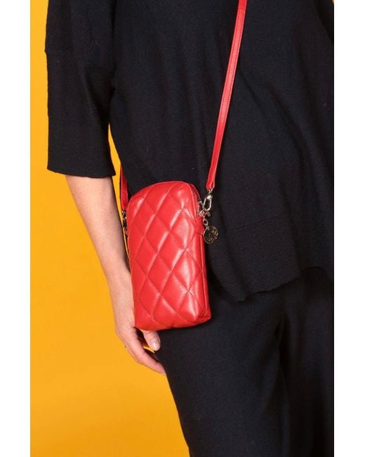 SJW BAGS LONDON Red Orée Quilted Leather Small Crossbody Bag