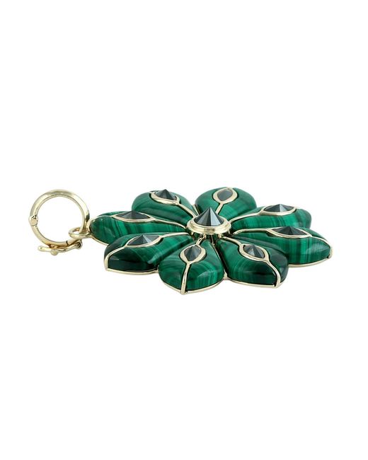 Artisan Green 14K Malachite & Diamond Flower Pendant