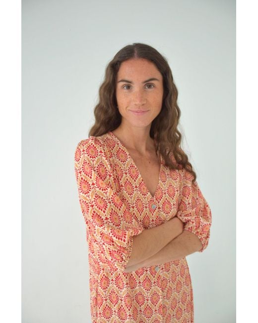 Mind Traveler Orange Mica Burgundy Dress