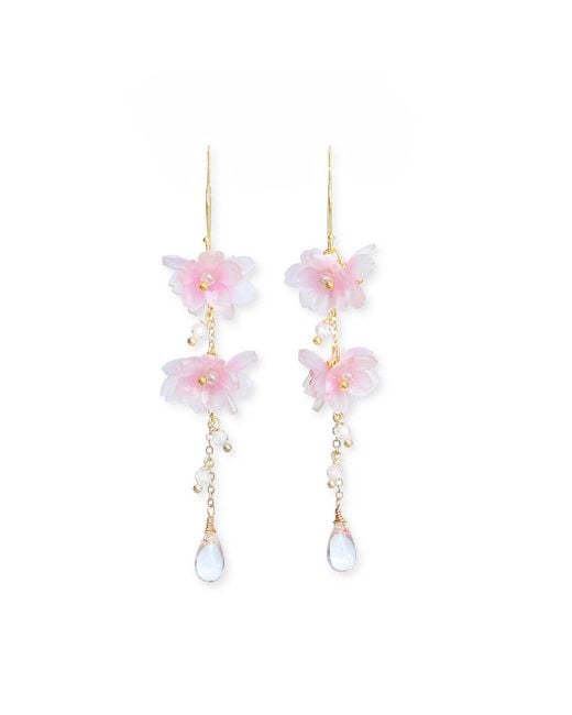 Malolo Jewelry Pink Flower Earrings Sakura