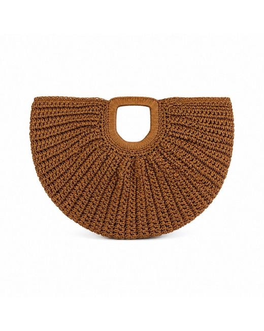 Nuvv Collection Brown Natural Handwoven Raffia Tote Bag