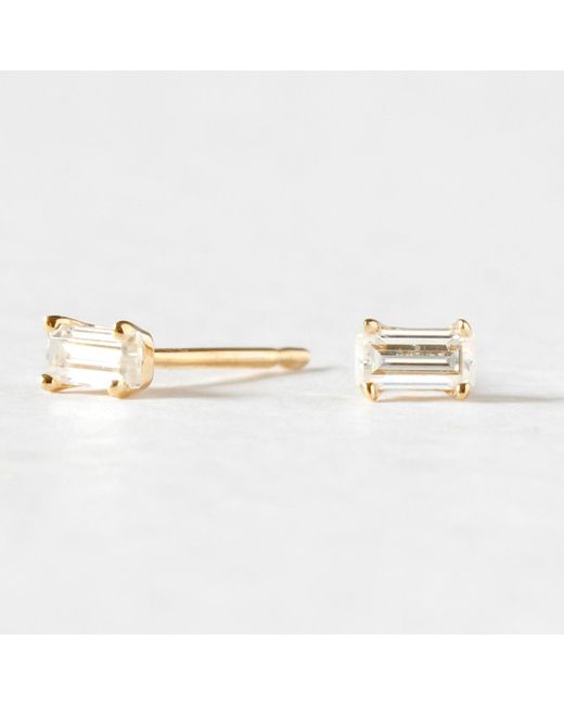 Lee Renee Metallic Moissanite Baguette Earrings
