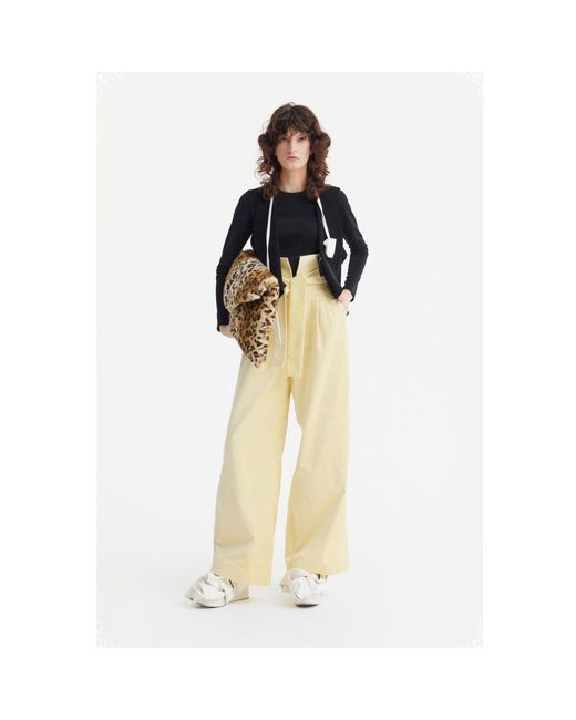 Julia Allert Yellow Velvet High Waist Trousers