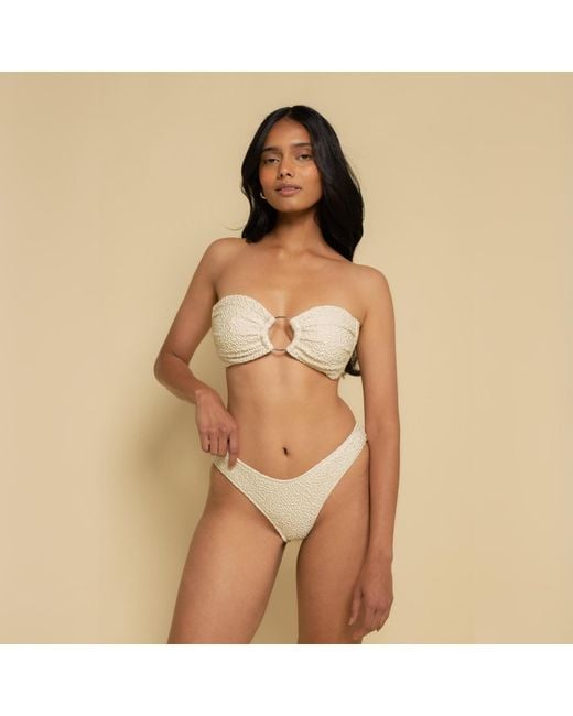 Montce White Neutrals Oat Texture Tori Ties Bandeau Bikini Top