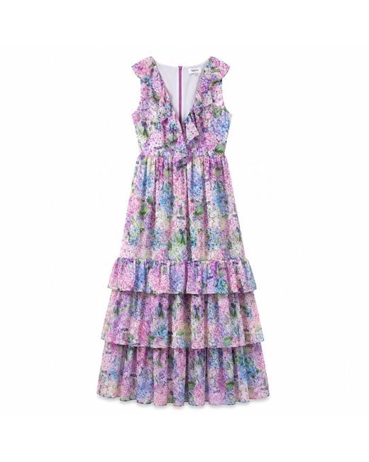 NEVA Purple Soraya Wedding Guest Maxi Dress – Ortensie Floral Print