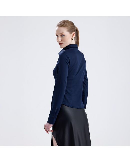 Maan Istanbul Blue Classic Slim Fit Dark Shirt