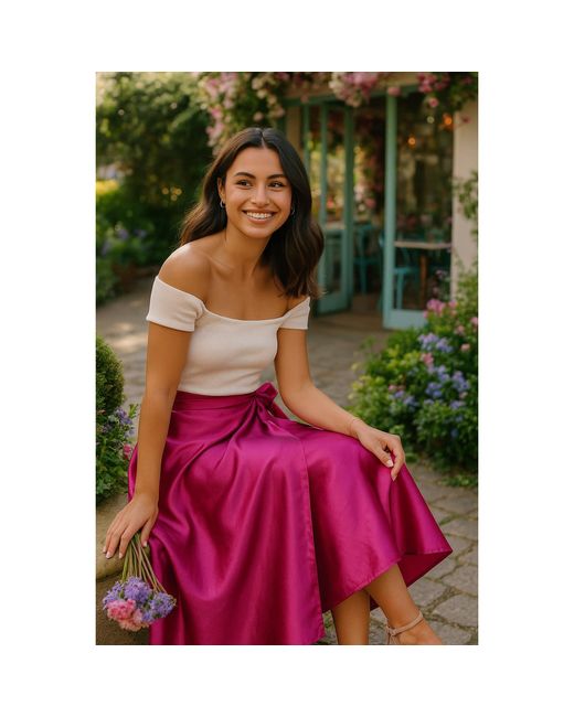 Richa Sharma Pink Metallic Hued Wrap Around Midi Skirt