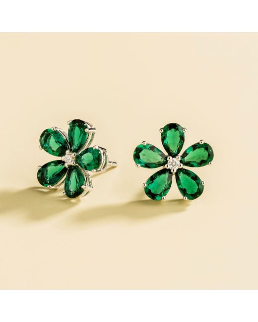 Juvetti Green Florea White Gold Earrings Emerald & Diamond