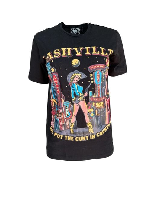 Any Old Iron Black Cuntry Color Cotton T-Shirt