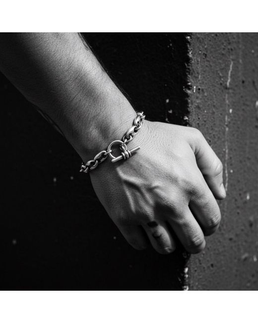 Tg-Jewellery by Tamara Gervasio Metallic Anchor Link T-Bar Bracelet – Sterling for men