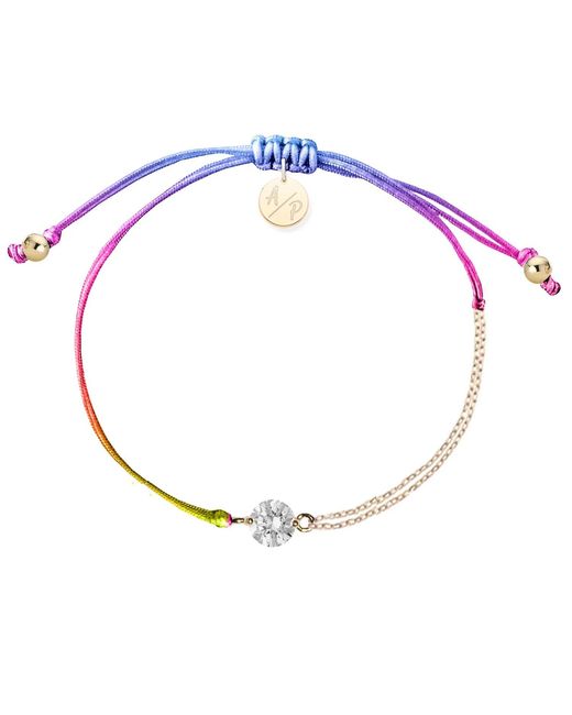 Adriana Pappas Designs Metallic Cz Solitaire Bracelet On Colored Cord