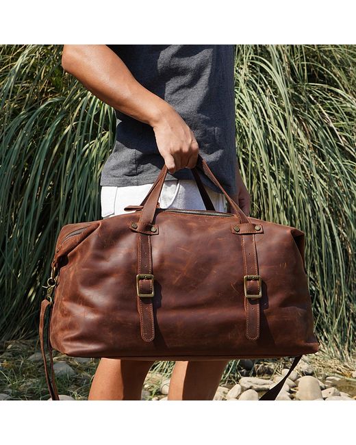 Touri Brown Large Genuine Leather Holdall for men