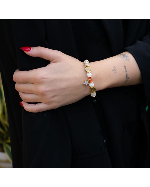 Ebru Jewelry Metallic Radiant Harmony Star Beaded Bracelet