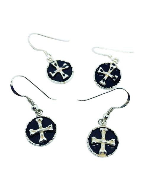 Tg-Jewellery by Tamara Gervasio Blue Medaglie Bones Skull Earrings – Sterling With Enamel