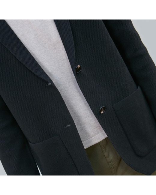 Paul James Knitwear Blue Midweight Cotton Tara Relaxed Fit Knitted Blazer