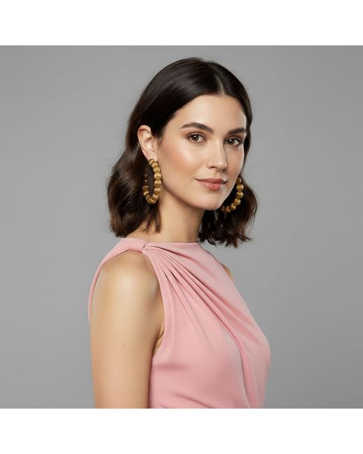 Jaredjamin Metallic Large Lantern Hoop Post Earrings
