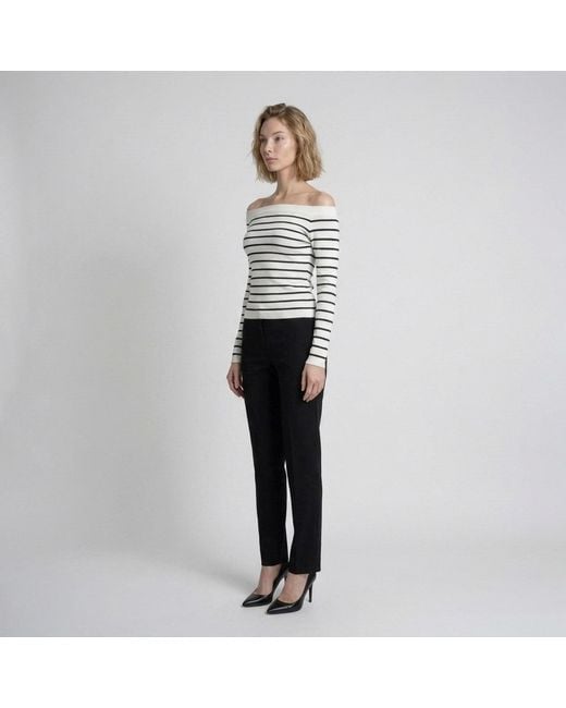 Modenaire Gray Striped Knit Top Sculpted Form