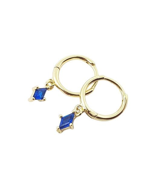Harfi Metallic Sapphire September Birthstone Delicate Dangle Hoops