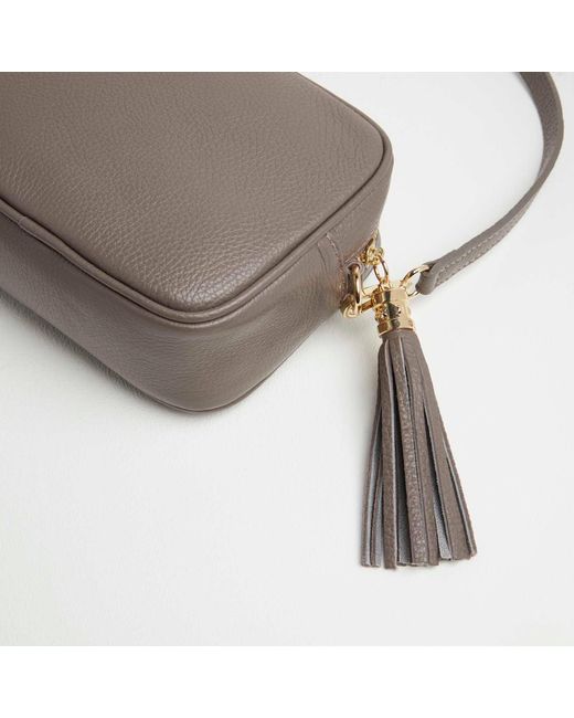 Betsy & Floss Brown Verona Crossbody Tassel Cinder Bag With Orange Aztec Strap