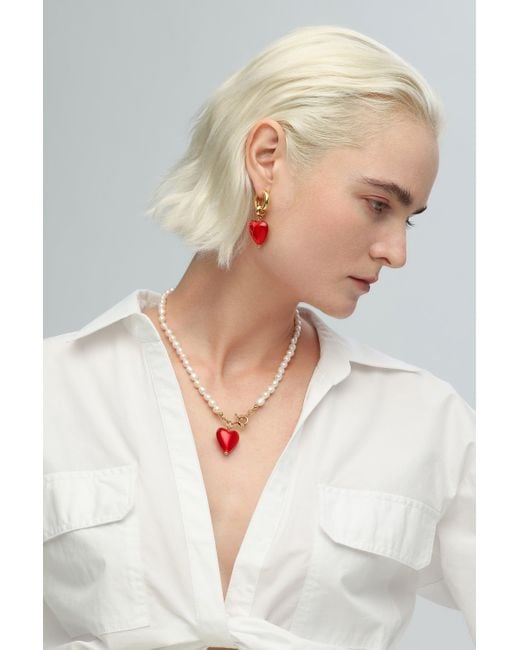 Classicharms Red Esmée Glaze Heart Dangle Earrings