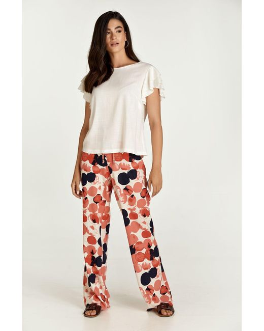 Conquista White Neutrals Frill Detail Ecru Top