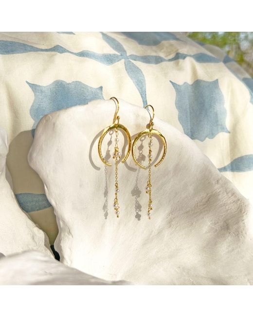 Isla Silver Metallic Handmade Moonlight Pearl Drop Earrings