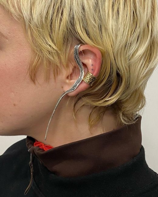 GYUNIA White Enoki Single Ear Cuff Bronze