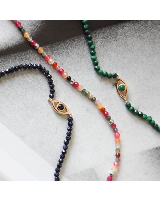 Zohreh Metallic Multi Semi-Precious Stone Beaded Bracelet Sterling