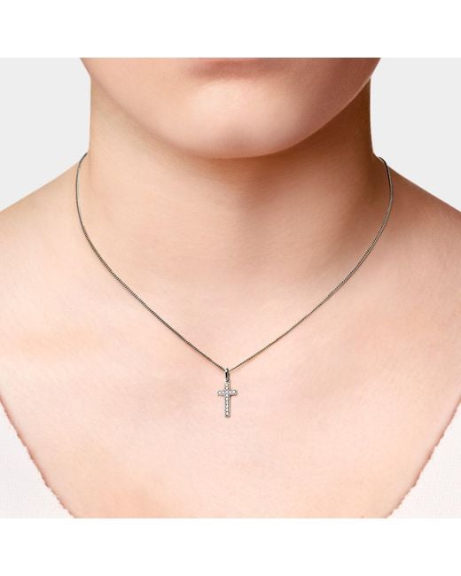 Kaizarin White Diamond Studded Mm Cross Pendant