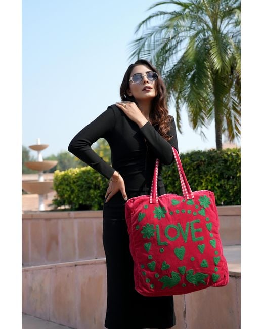Conscious Yoga Collective Red Love Suzani Tote