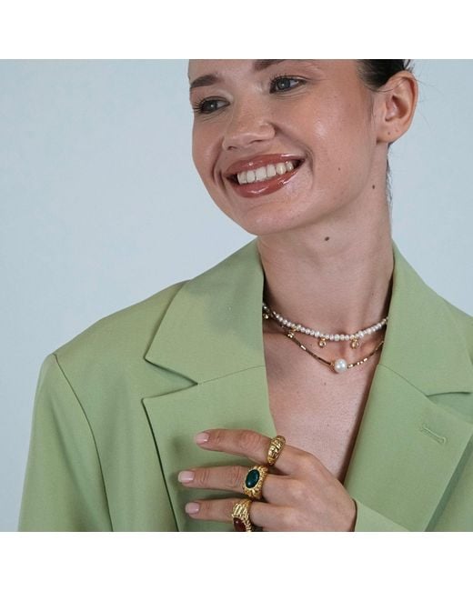 LINYA JEWELLERY Metallic Stone Sand Pearl Necklace