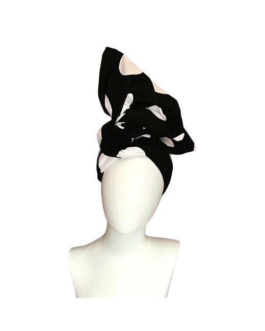 Romer Millinery Black Twisturban Turban With Big Dots On