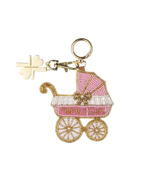 Laines London Metallic Mama's Girl Pram Hand-Beaded Bag Charm