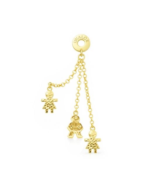 Unaloe Metallic Plated Family Charm Chain Earrings – Modern Symbolic Jewelry For