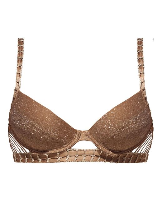 Luxsea Swimwear Brown Ariana Lurex Crochet Push Up Bikini Top