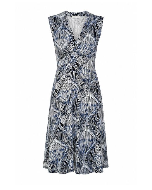 Conquista Gray Graphic Print Sleeveless Fit-And-Flare Dress
