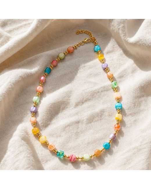 Nuvv Collection Metallic Pastel Mosaic Beaded Choker Necklace