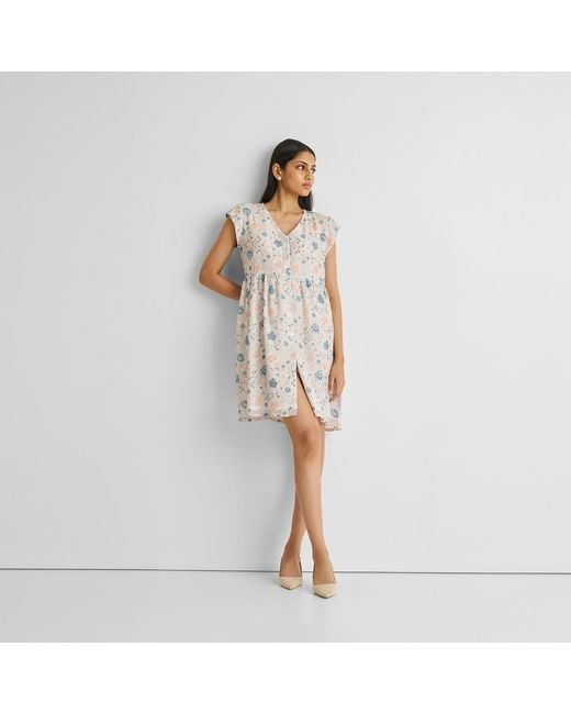 REISTOR Natural Cap Sleeved Short Crepe Dress