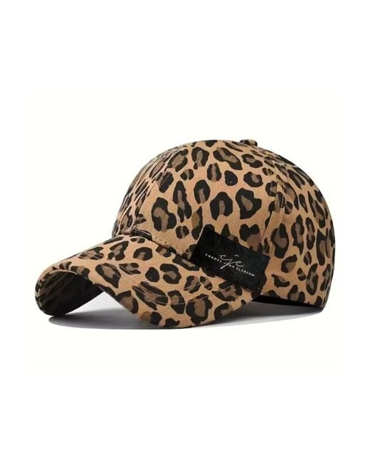 Chanel Joan Elkayam Brown Leopard Print Denim Cap