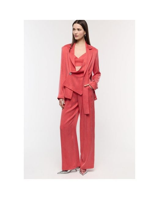 Mirimalist Red Loose Coral Maxi Pants