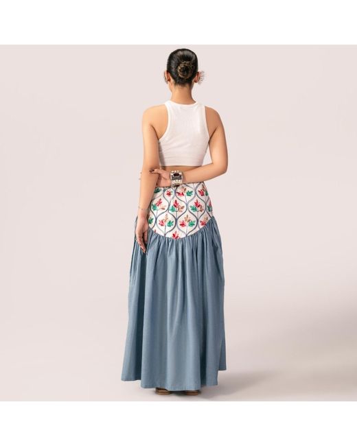 Collected Xx Blue Patchwork Skirt