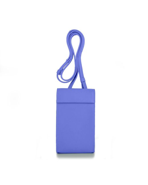 godi. Blue Handmade Adjustable Leather Phone Bag With Pocket