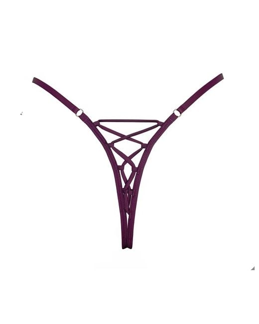 MONIQUE MORIN LINGERIE Purple Moonstruck Thong Ouvert Velvet