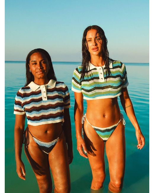 Shooni Blue Suki Crochet Polo Top