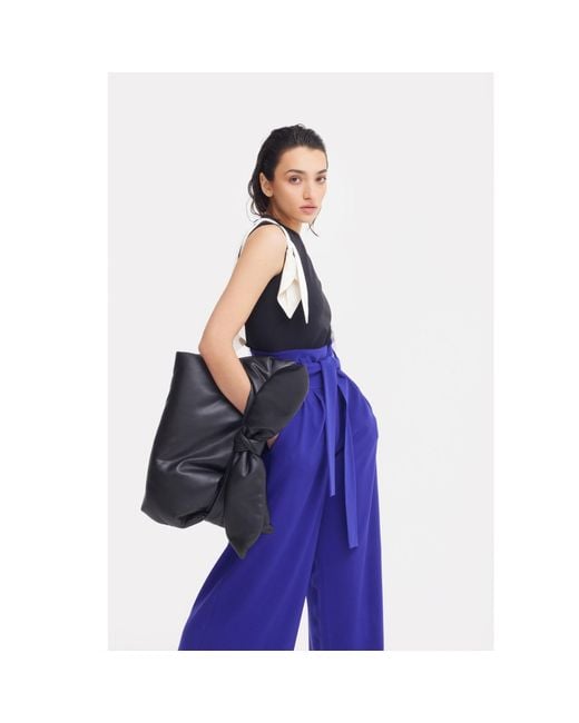 Julia Allert Black Bow-Detail Faux Leather Clutch