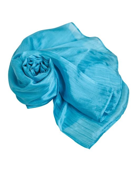 Silk and Bears Blue Mulberry Silk Scarf – Lightweight Handmade Shawl